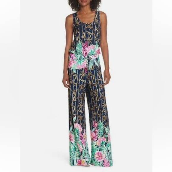 Lilly Pulitzer Pants & Jumpsuits Lilly Pulitzer Womens Small Kori Blue Bamboo Sleeveless